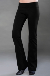 Cotton Spandex Jersey Low Rise, Fold-Over Yoga Pant